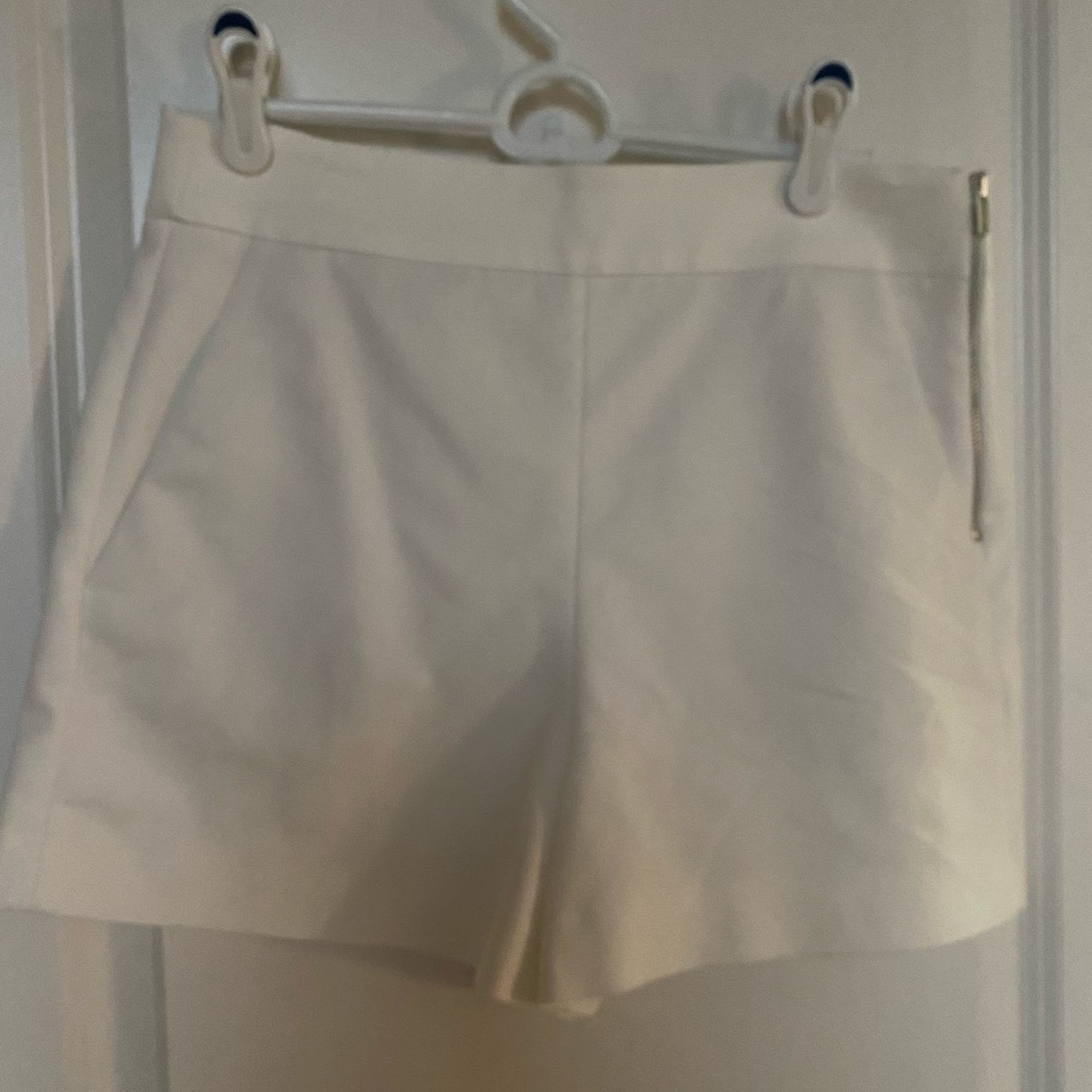 zara high waisted white formal shorts